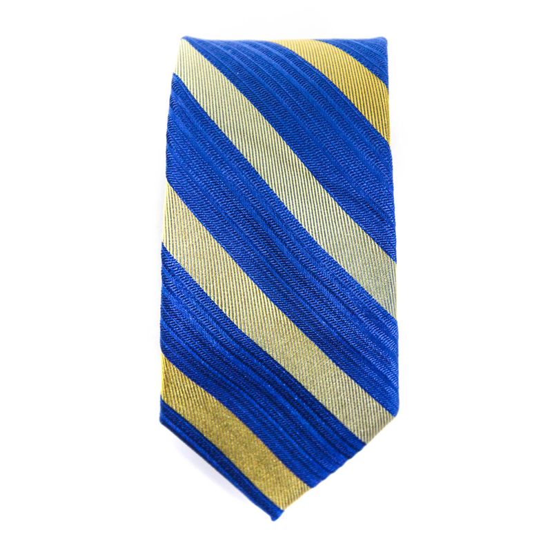 Michael Kors Mens Skinny Width Silk Striped Tie Blue Brown